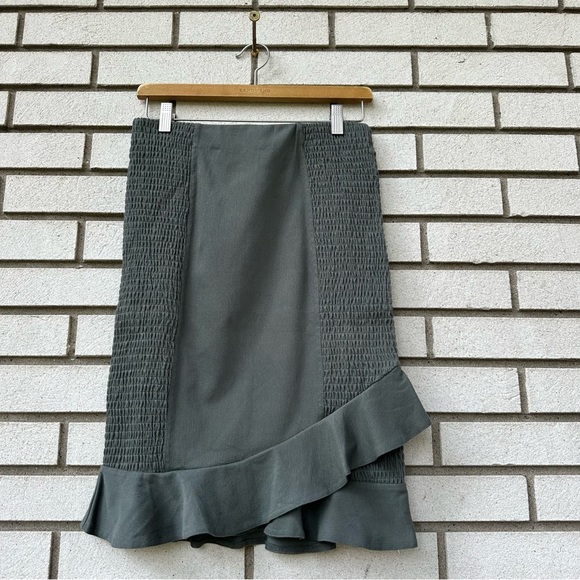 NWT Bae Label Maternity Unforgettable Cross Hem Shirred Skirt Olive Green Pine - Picture 1 of 9